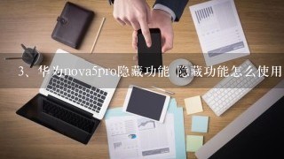 华为nova5pro隐藏功能 隐藏功能怎么使用